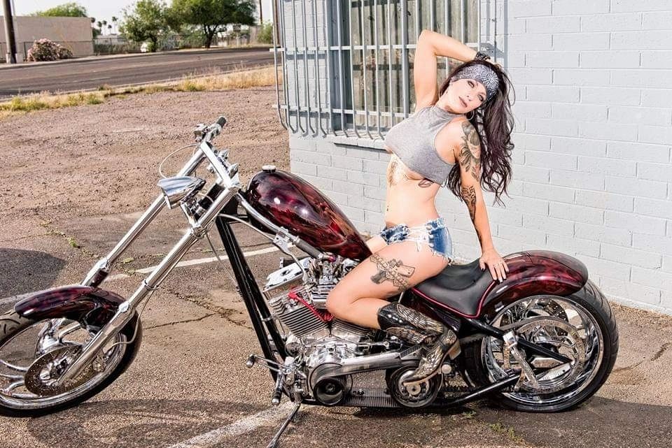 Marie's Famous Headbands on motorcycle outdoors